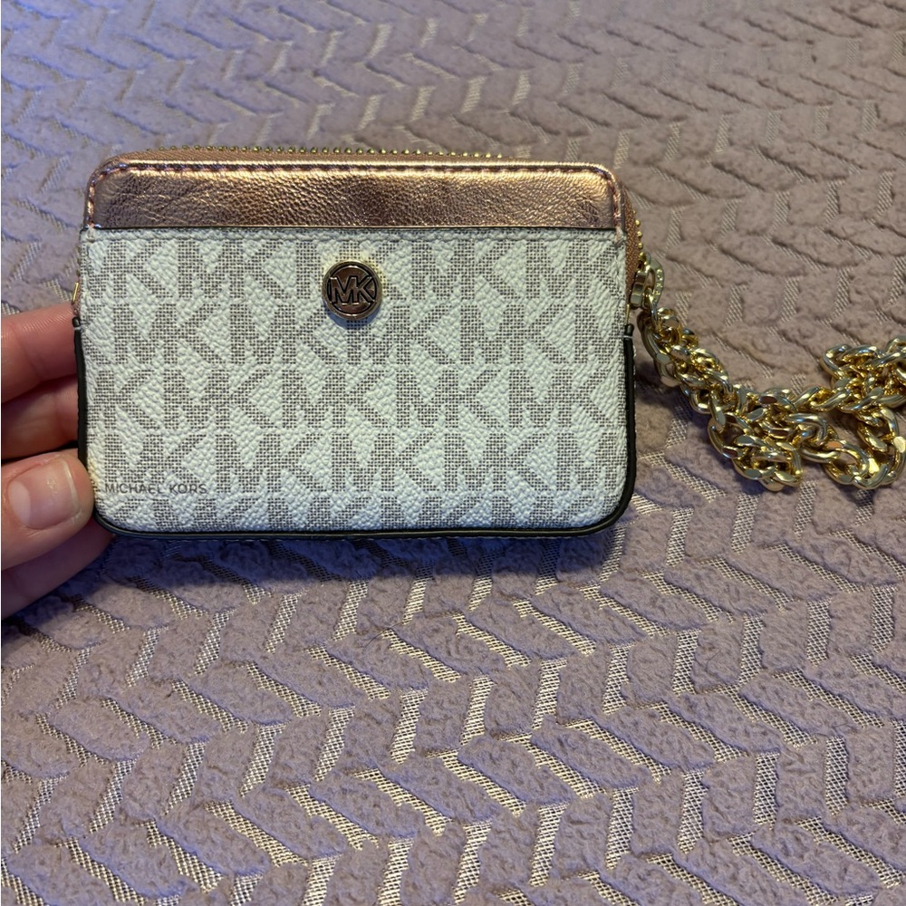 Michael Kors Metallic Gold and Cream Card Holder